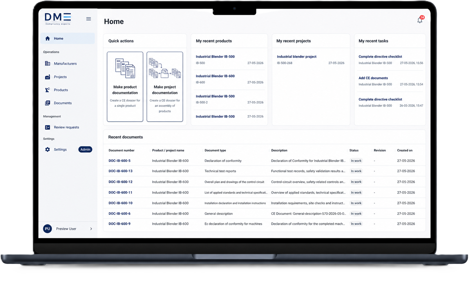 DME-CE dashboard preview